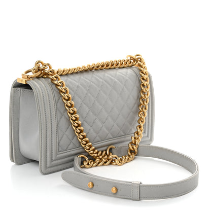 Chanel Caviar Quilted Medium Boy Flap Light Grey 3 of 11