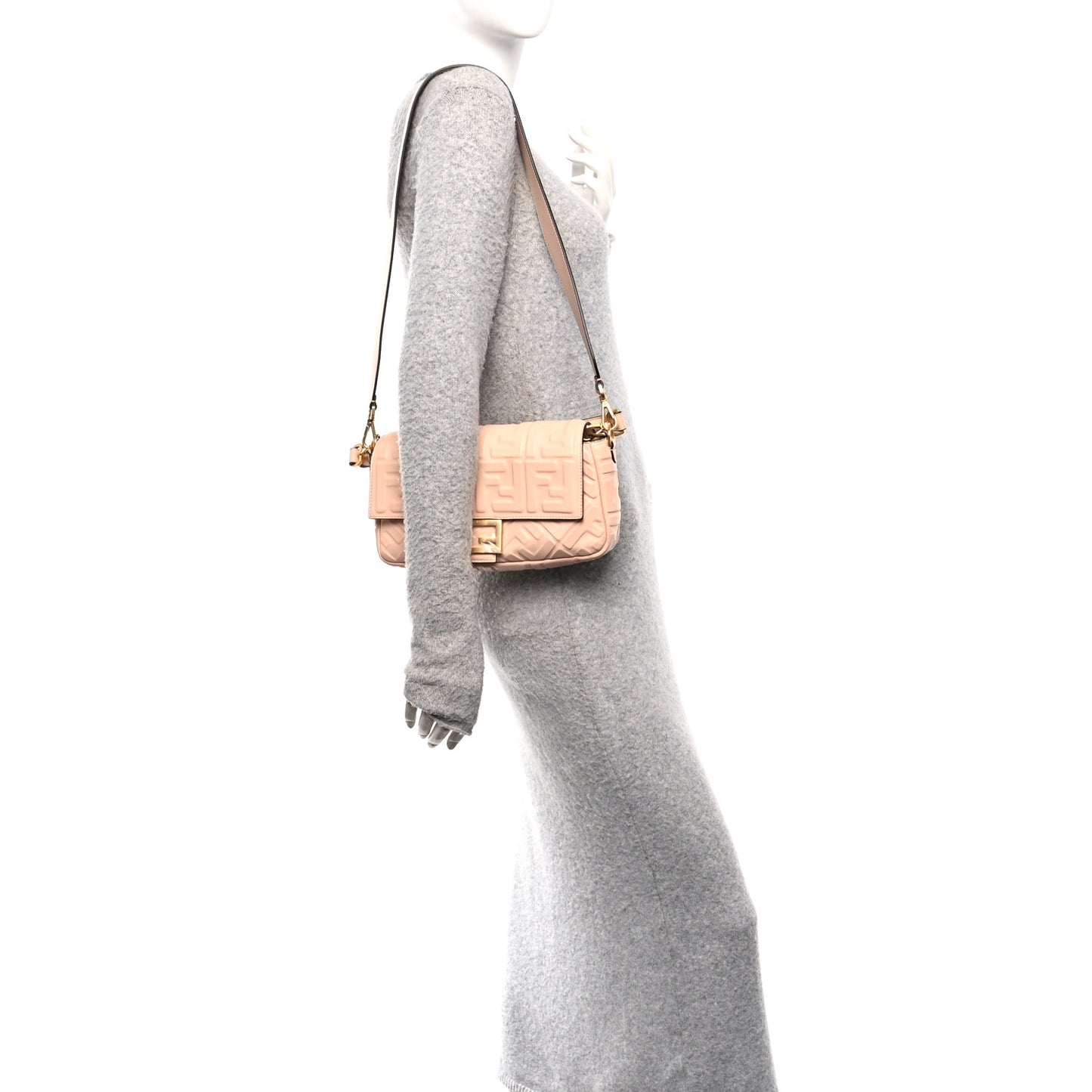 Nappa FF 1974 Embossed Baguette Baby Pink