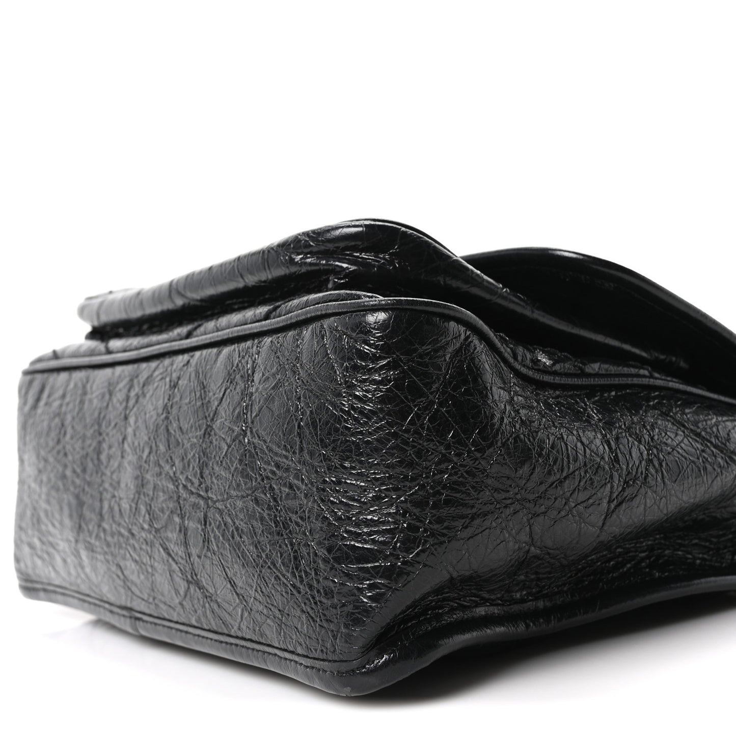 Crinkled Calfskin Matelasse Monogram Medium Niki Chain Satchel Black