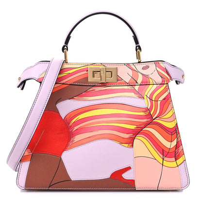 Fendi Vitello Seta Shiny Nappa Dancing Girls Inlay Small Peekaboo I SEE U Satchel Anemone Multicolor 1 of 8