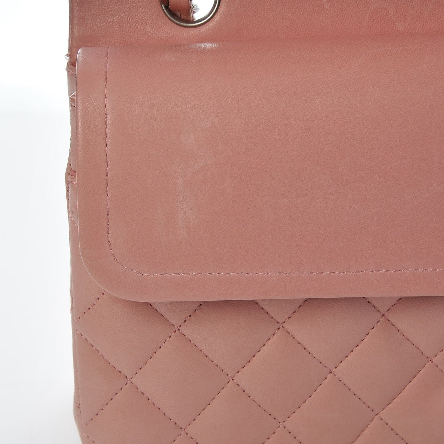 Lambskin Quilted Medium Double Flap Light Pink