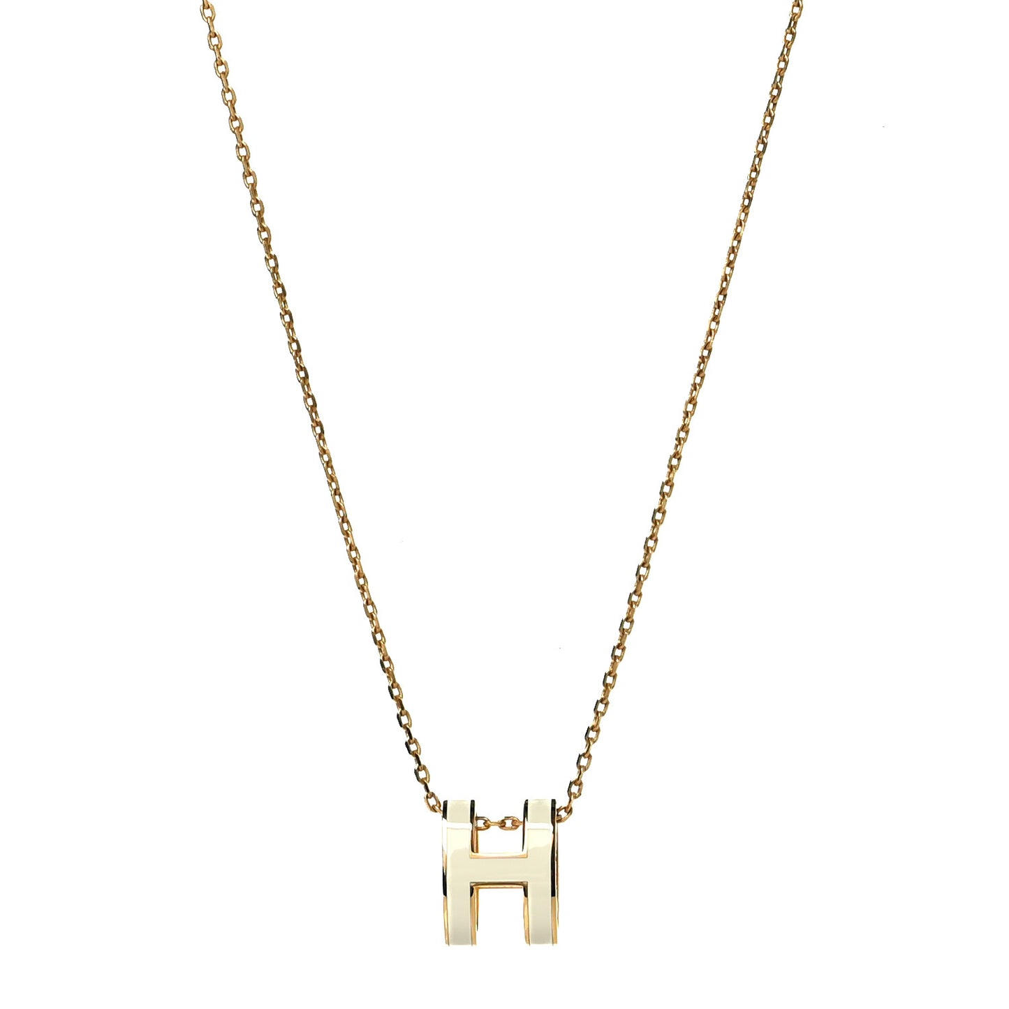 Lacquered Gold Pop H Pendant Necklace White