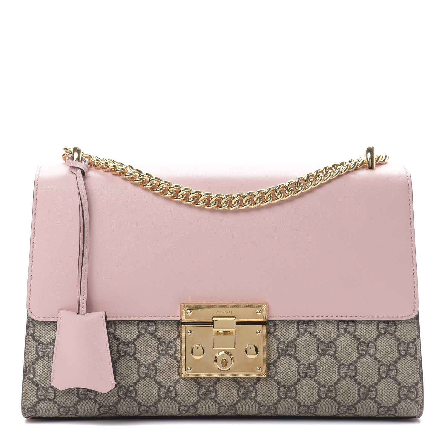 Gucci GG Supreme Monogram Calfskin Medium Padlock Shoulder Bag Beige Perfect Pink 1 of 14