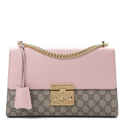 Gucci GG Supreme Monogram Calfskin Medium Padlock Shoulder Bag Beige Perfect Pink 1 of 14