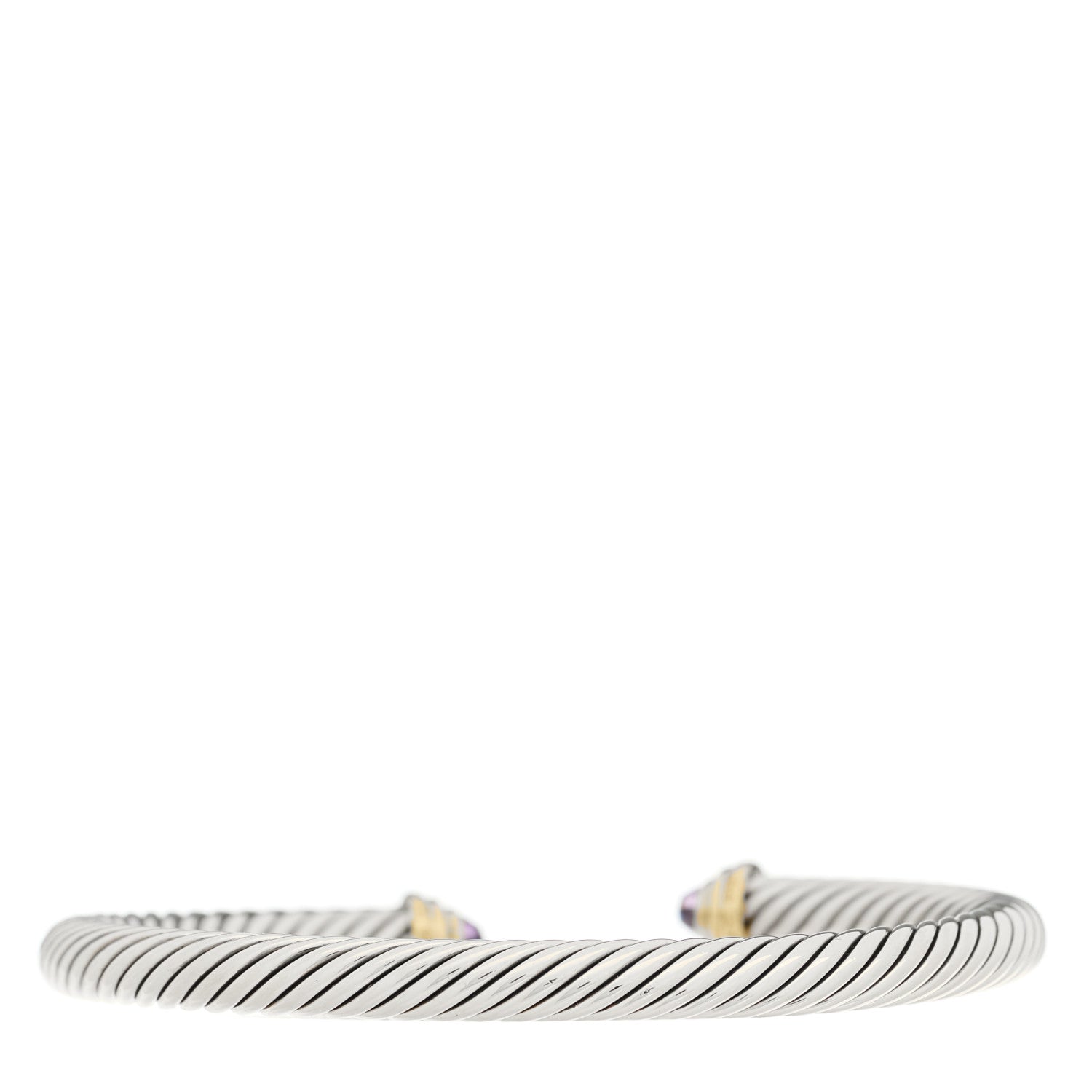 David Yurman Sterling Silver 14K Yellow Gold Amethyst 5mm Cable Classics Petite Color Bracelet 2 of 3