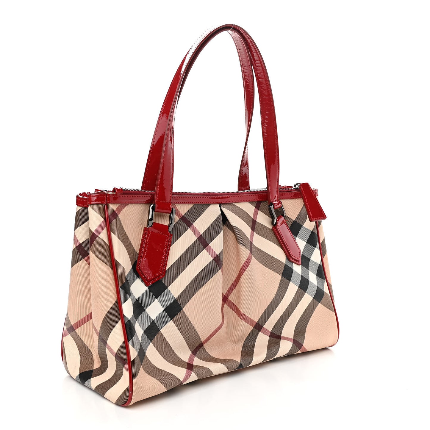 Patent Nova Check Medium Melbury Tote Red