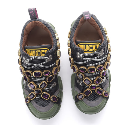 Gucci X SEGA Mesh Suede Calfskin Removable Crystals Flashtrek Sneakers 39.5 Loess Black Olive Green 5 of 10