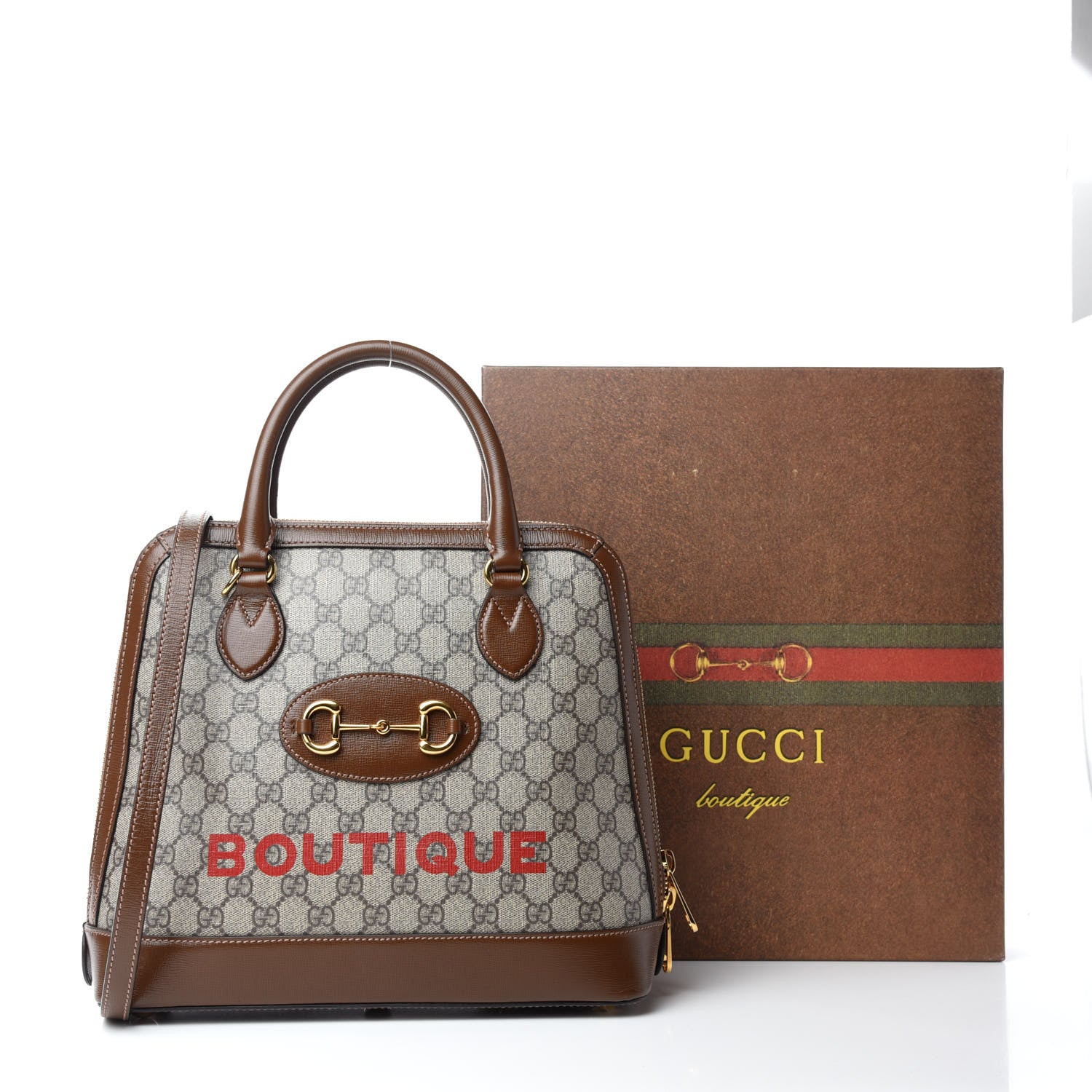 Gucci GG Supreme Monogram Horsebit 1955 Top Handle Bag Beige Brown Sugar 14 of 14