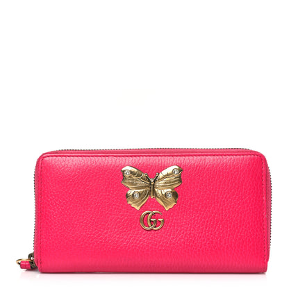 Gucci Calfskin Butterfly Farfalla Zip Around Wallet Pink 1 of 9