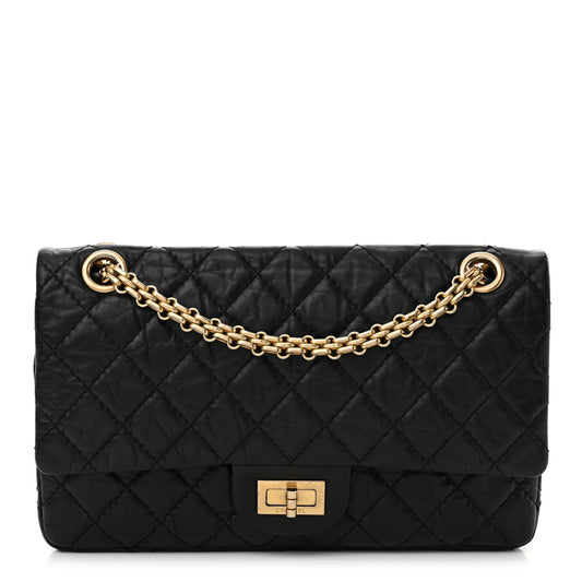 Aged Calfskin Quilted 2.55 Reissue 225 Flap Black