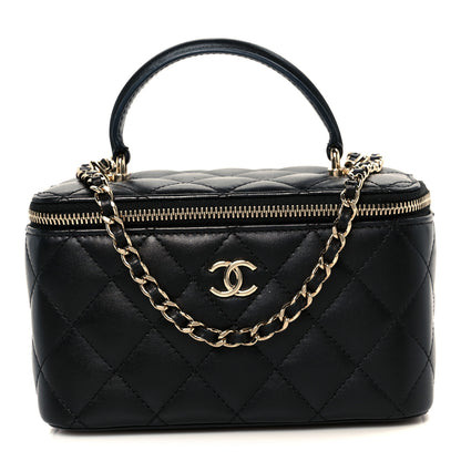 Chanel Lambskin Quilted Small Top Handle Vanity Case With Chain Black 8 of 11