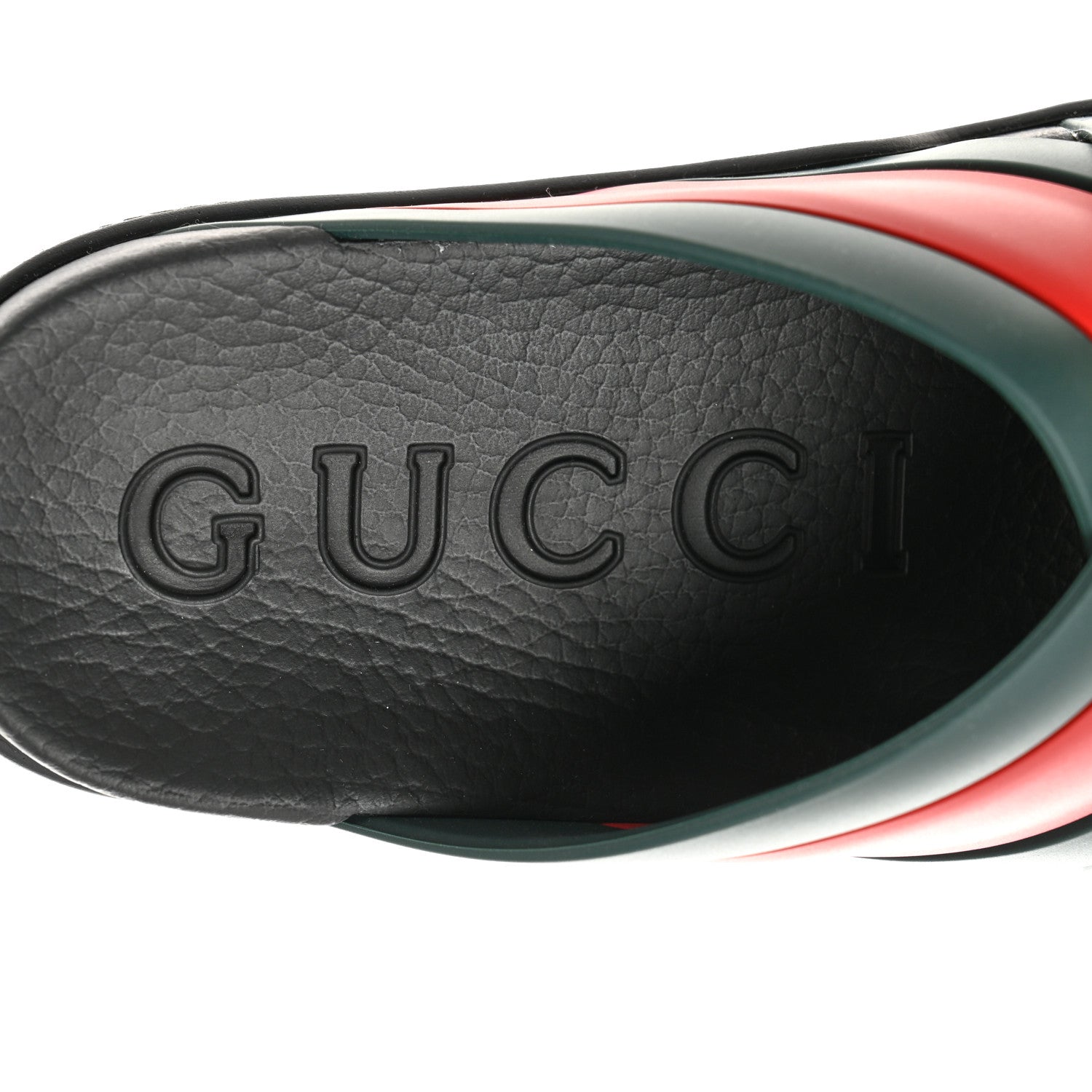 Gucci Rubber Web Womens Criss Cross Slide Sandals 37 Green Red 7 of 9