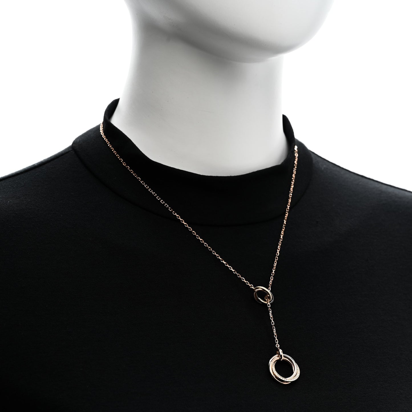 18K Pink Yellow White Gold Diamond Trinity Lariat Necklace