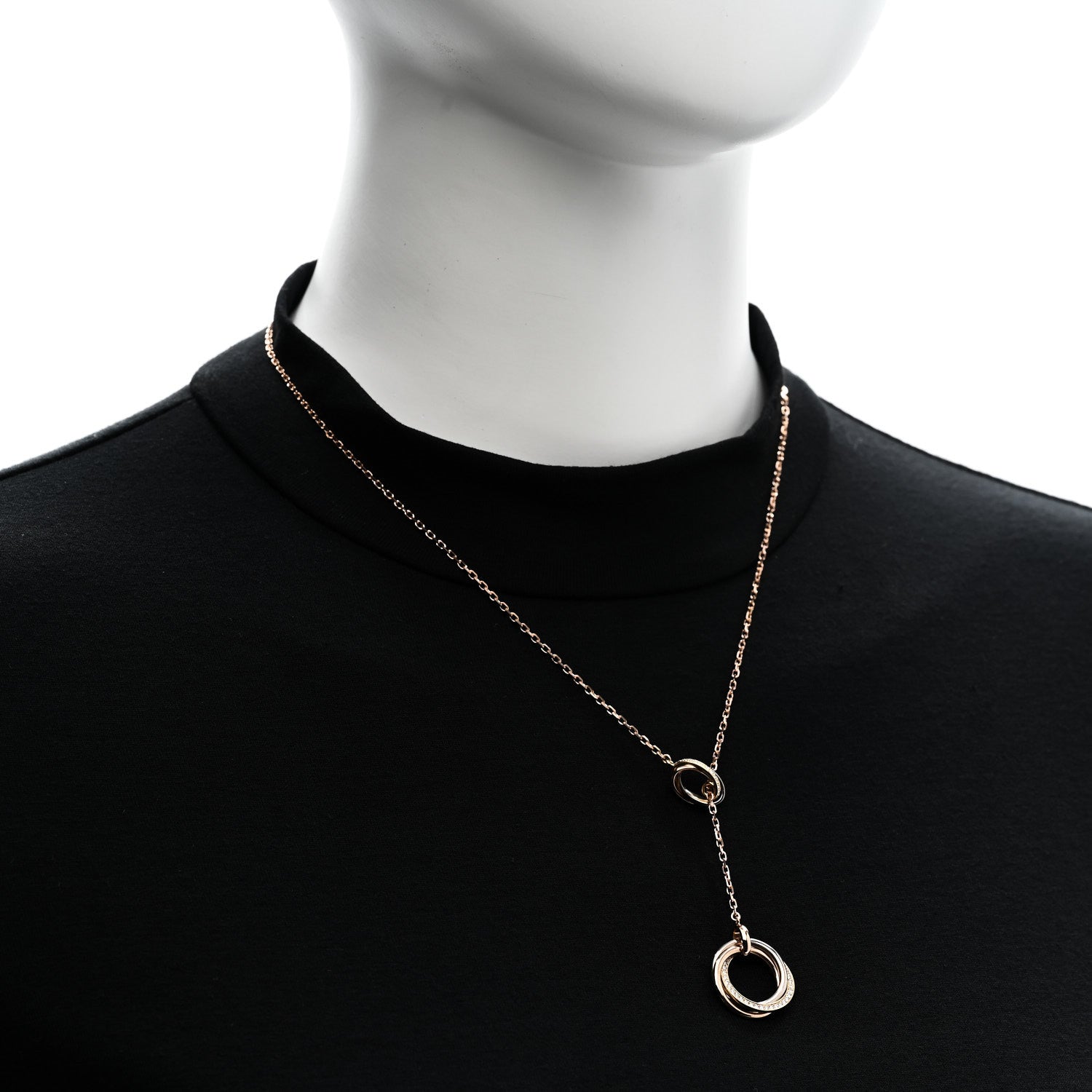 Cartier 18K Pink Yellow White Gold Diamond Trinity Lariat Necklace 2 of 5