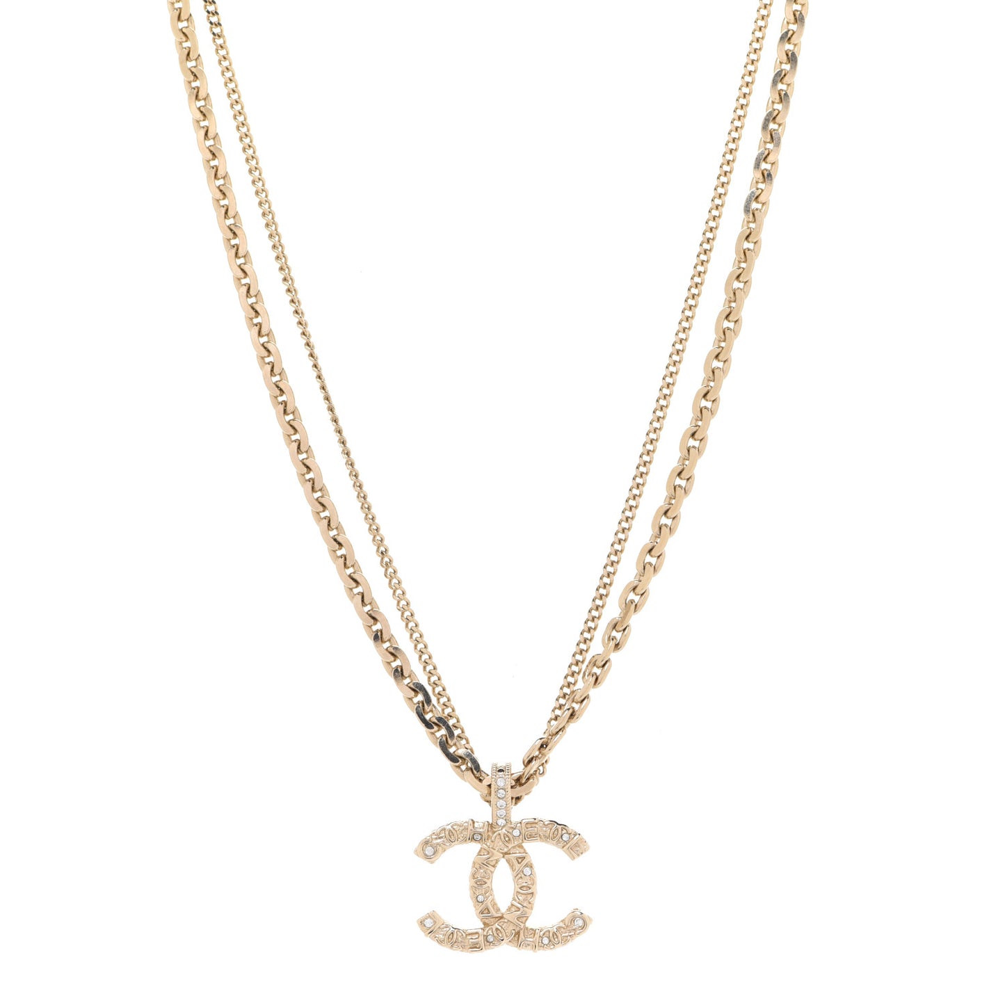 Crystal CC Multi Strand Chain Necklace Gold