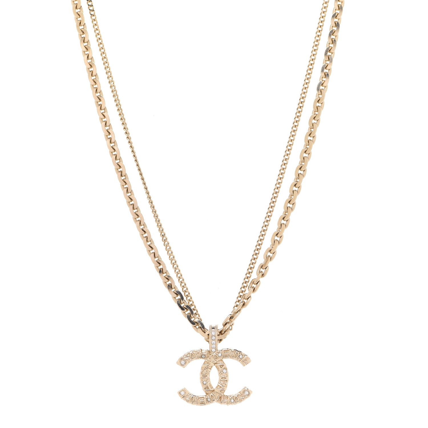 Chanel Crystal CC Multi Strand Chain Necklace Gold 1 of 6