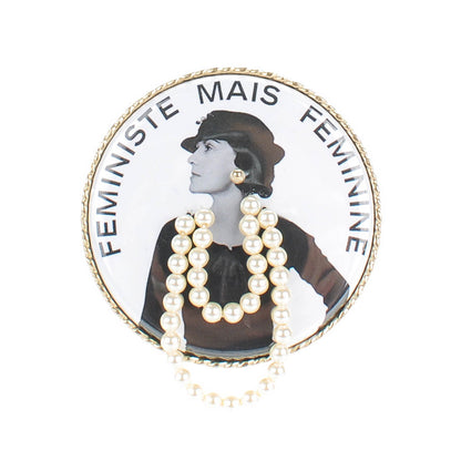 Chanel Coco Feministe Maize Feminine Pearl Brooch Gold 1 of 6
