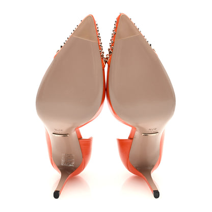 Gucci Calfskin Studded Cap Toe D'Orsay Pumps 37.5 Orange 5 of 7