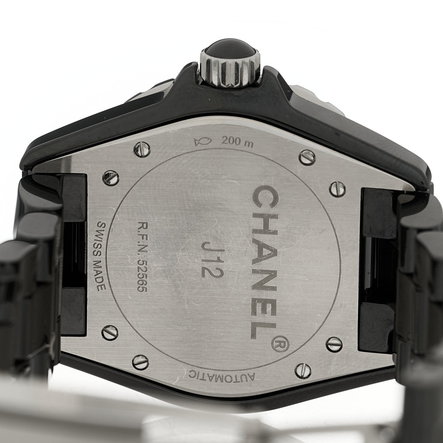 Chanel Stainless Steel Ceramic Diamond 38mm J12 Automatic Watch Black 4 of 5