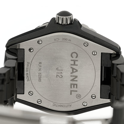 Chanel Stainless Steel Ceramic Diamond 38mm J12 Automatic Watch Black 4 of 5