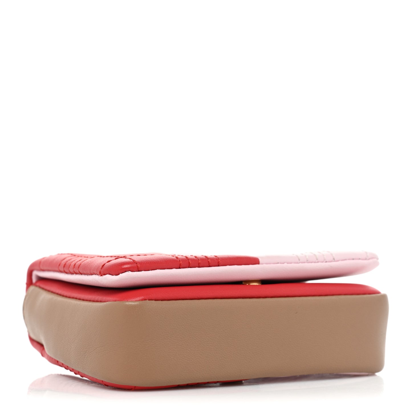 Lambskin Quilted Micro Tri-Color Lola Bag Red Pink Tan