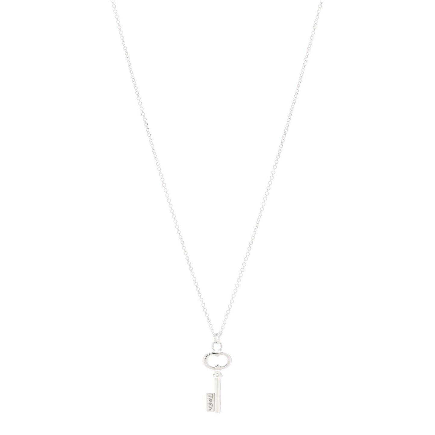 Sterling Silver Mini Oval Key Pendant Necklace