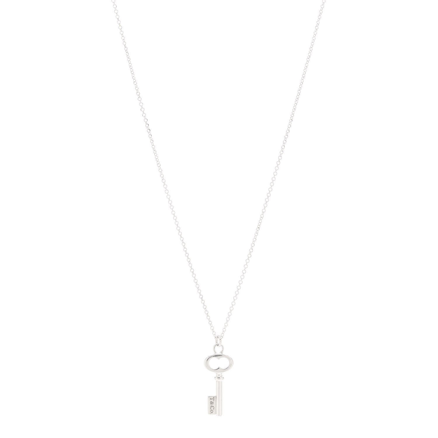Tiffany Sterling Silver Mini Oval Key Pendant Necklace 1 of 5
