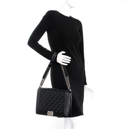Chanel Calfskin Embossed Stitch Large Boy Flap Black 3 of 10