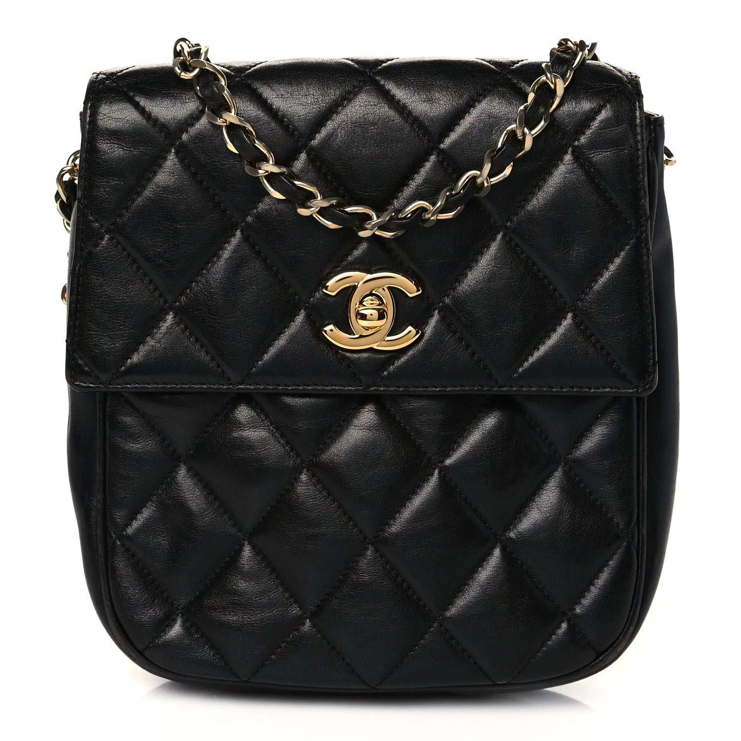 Lambskin Quilted Flap Crossbody Black
