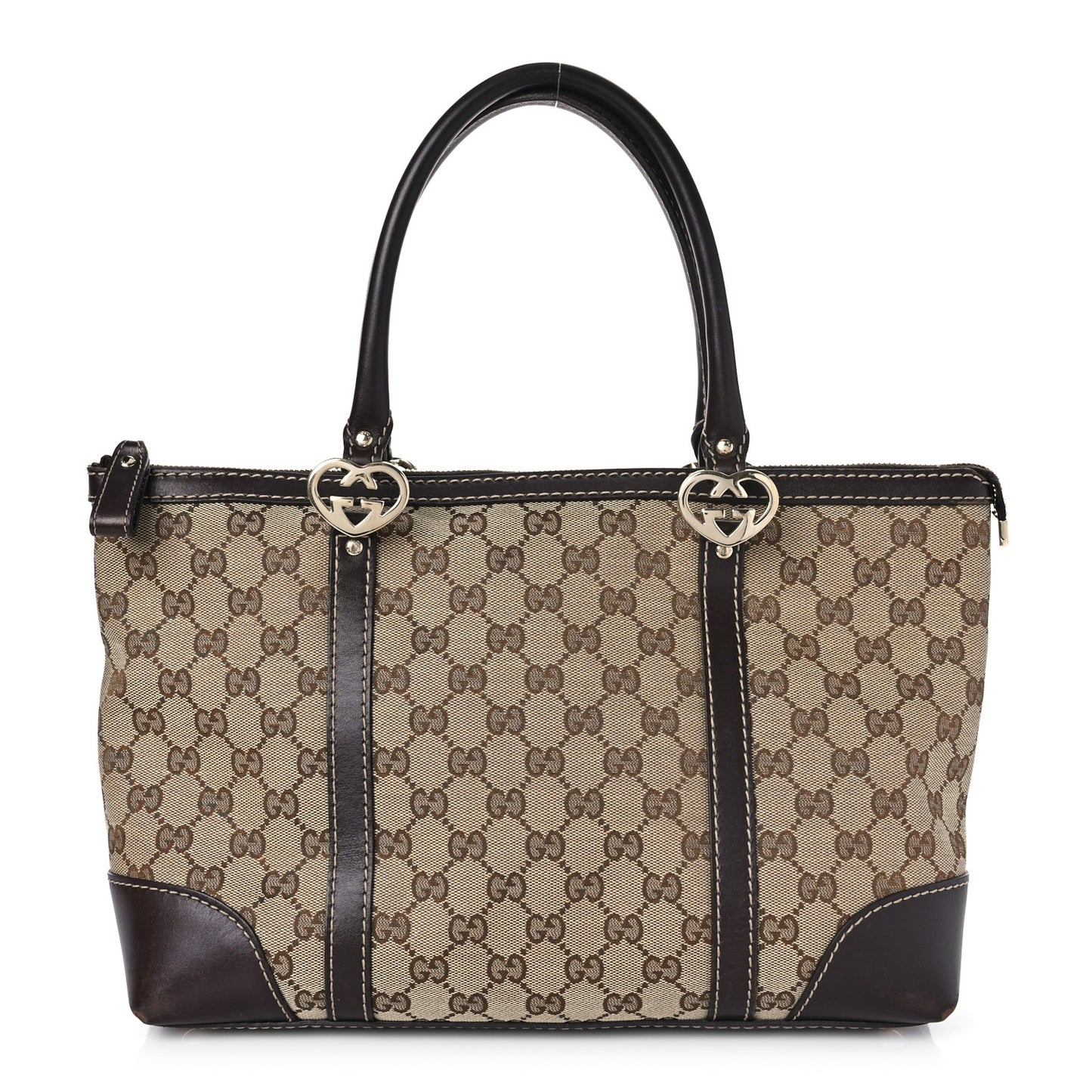 Monogram Small Lovely Heart Tote Dark Brown