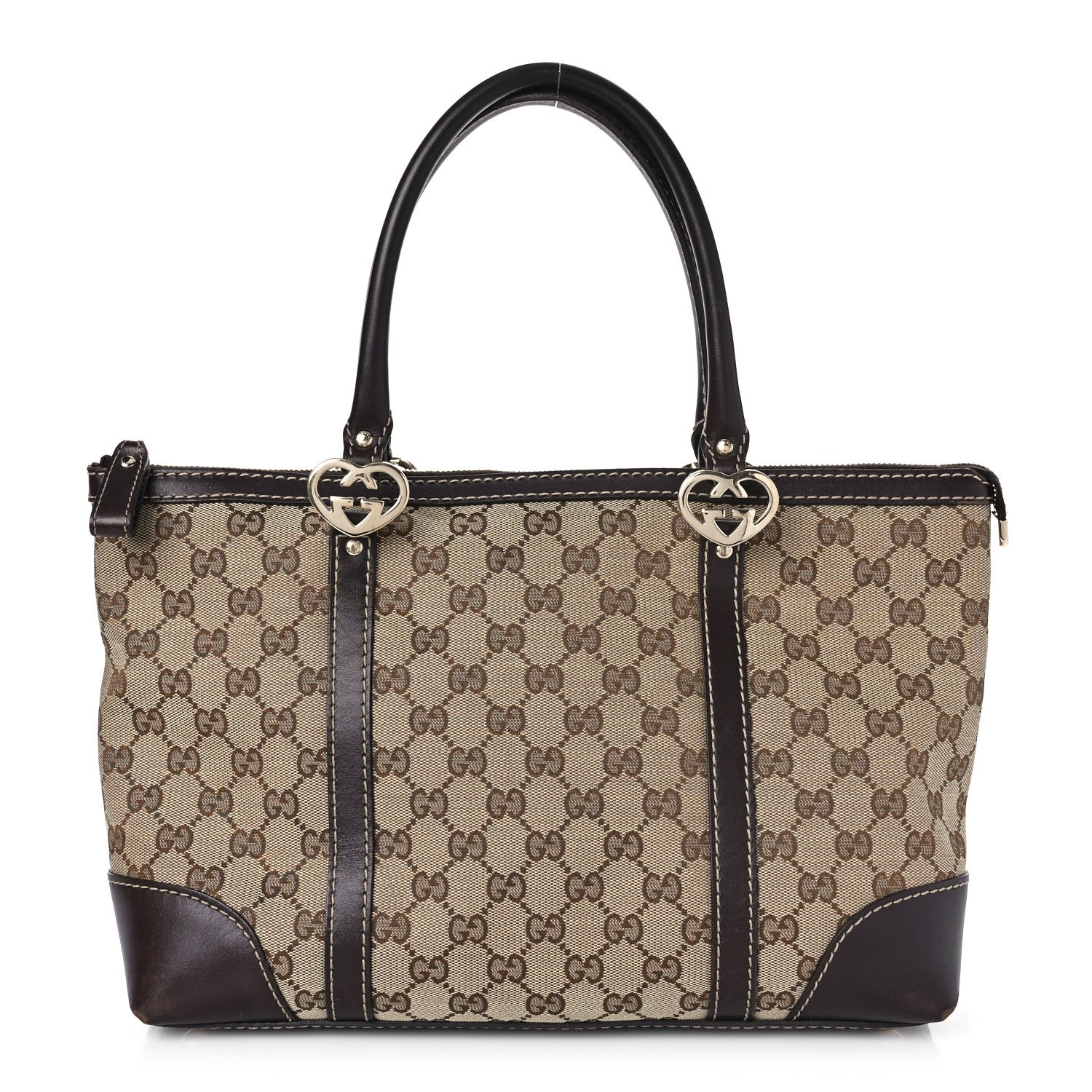 Gucci Monogram Small Lovely Heart Tote Dark Brown 1 of 8