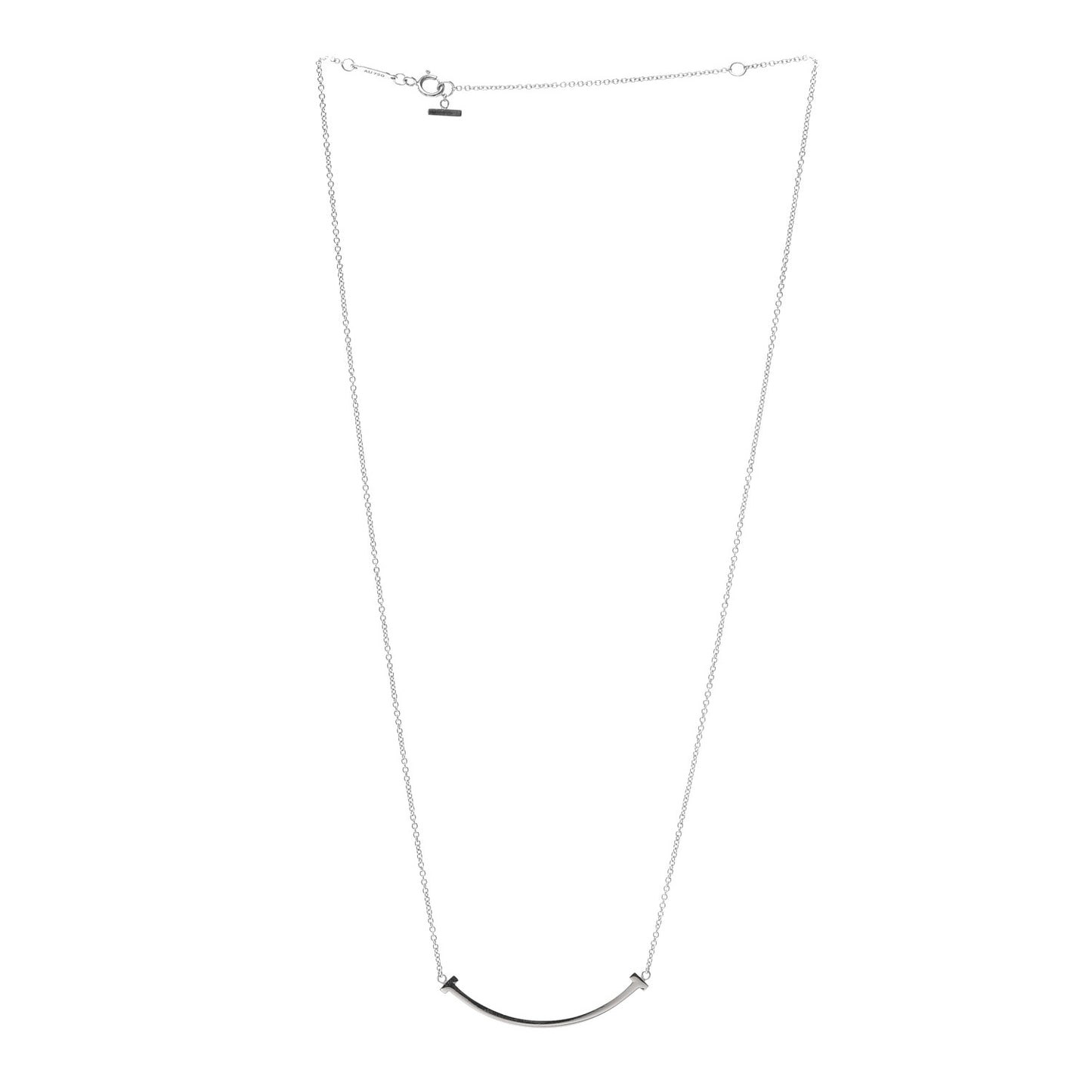 18K White Gold Small T Smile Pendant Necklace