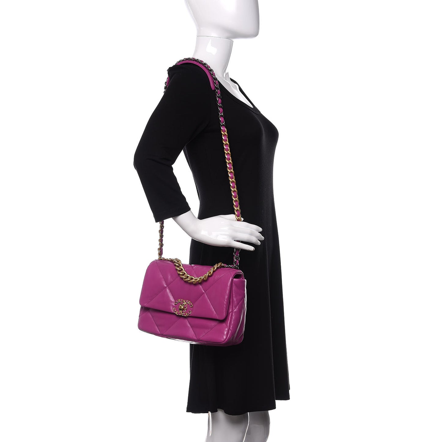 Lambskin Quilted Medium 19 Flap Purple