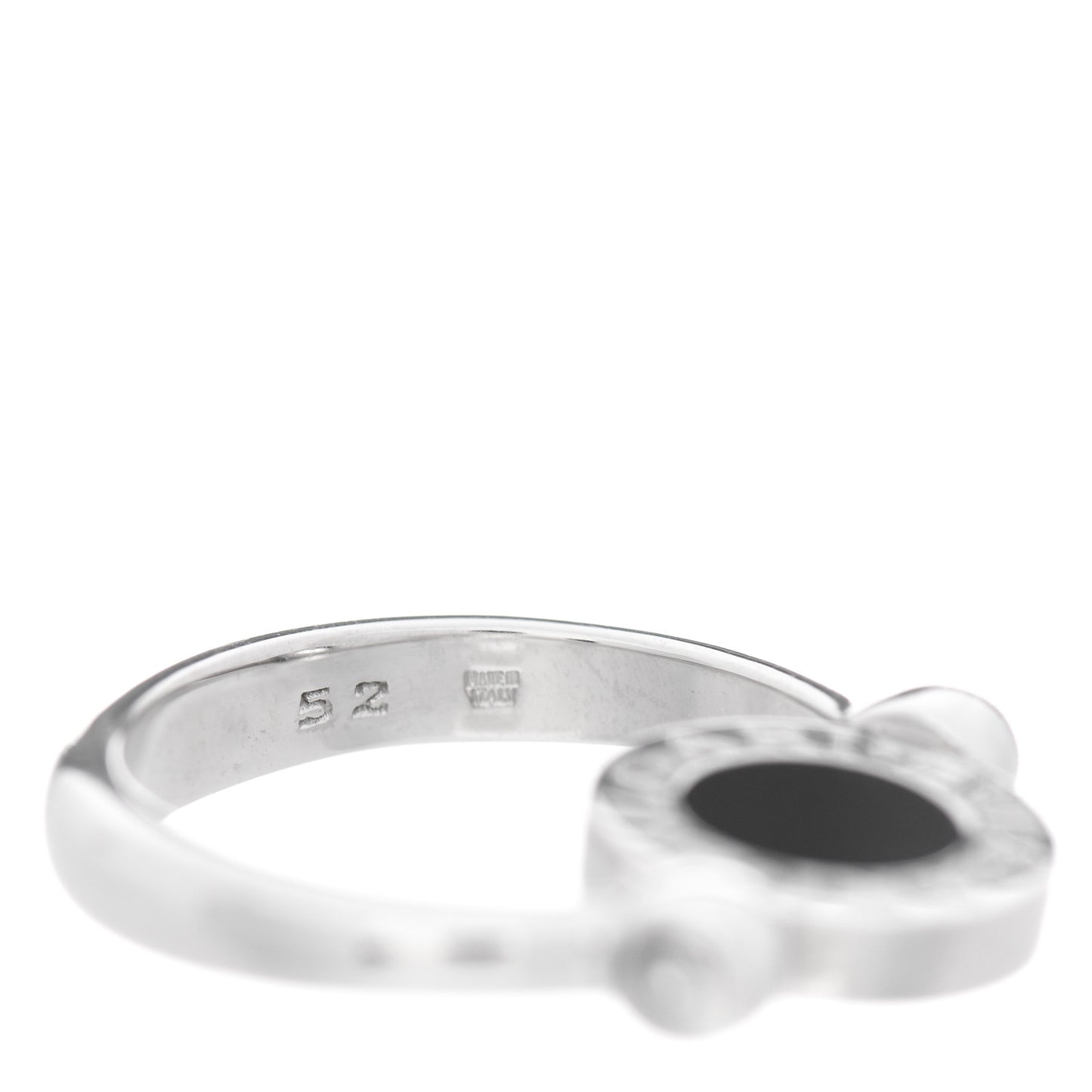 18K White Gold Diamond Black Onyx Bvlgari Bvlgari Flip Ring 52 6