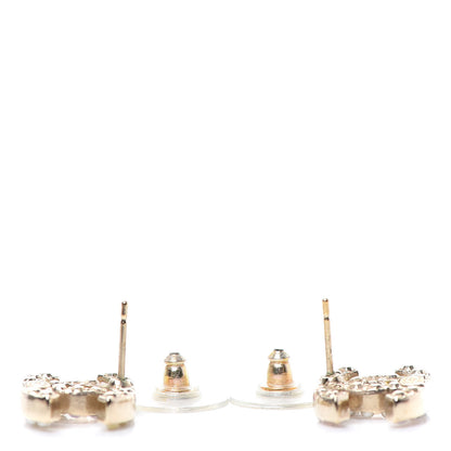 Chanel Pearl Crystal CC Earrings Light Gold 3 of 4