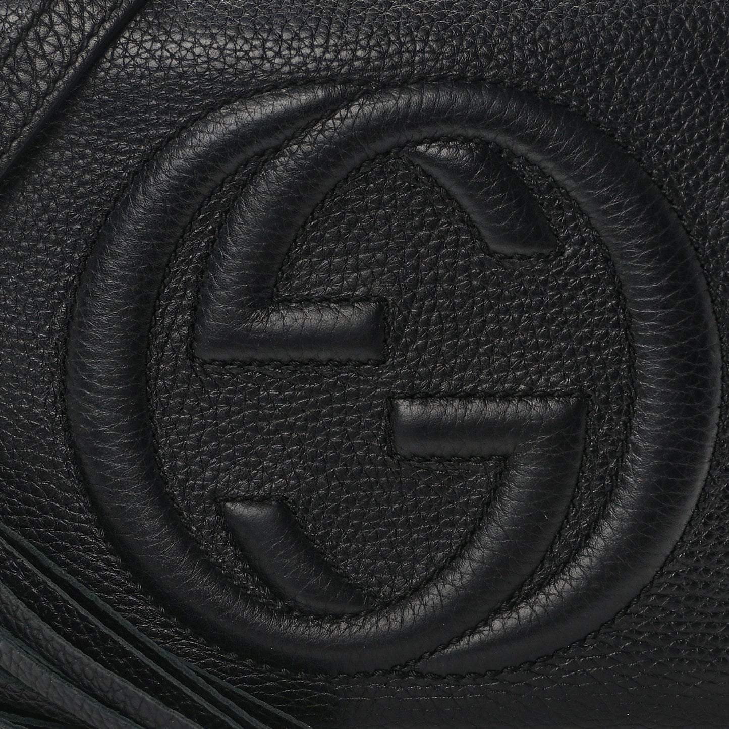Pebbled Calfskin Small Soho Disco Bag Black