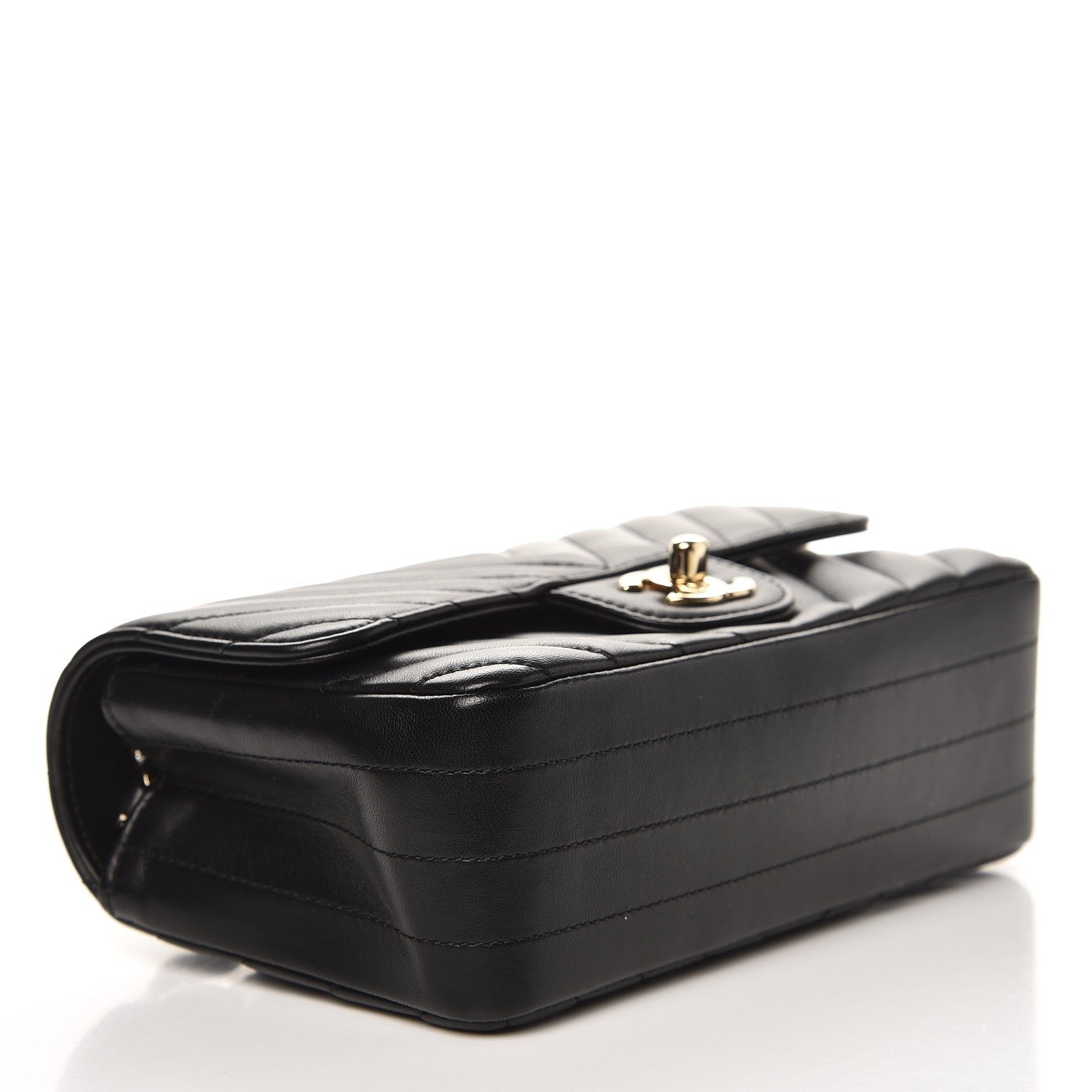 Chanel Lambskin Chevron Quilted Mini Rectangular Flap Black 4 of 8