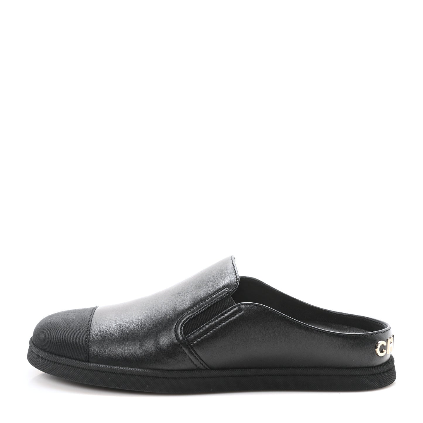 Lambskin Grosgrain Cap Toe Sneaker Mules 36 Black