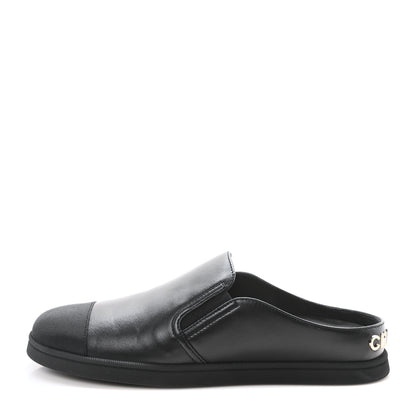 Chanel Lambskin Grosgrain Cap Toe Sneaker Mules 36 Black 1 of 9