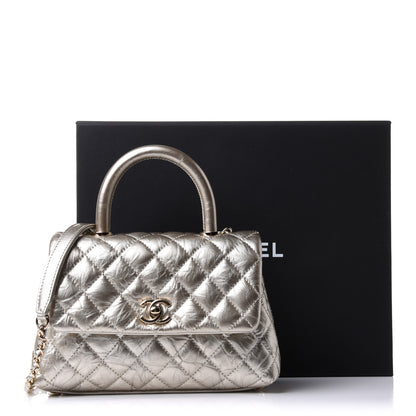 Chanel Metallic Aged Calfskin Quilted Mini Coco Handle Flap Gold 12 of 12