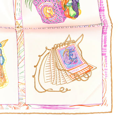 Hermes Silk Chevaloscope Scarf 90 White Bleu Multicolor 4 of 6