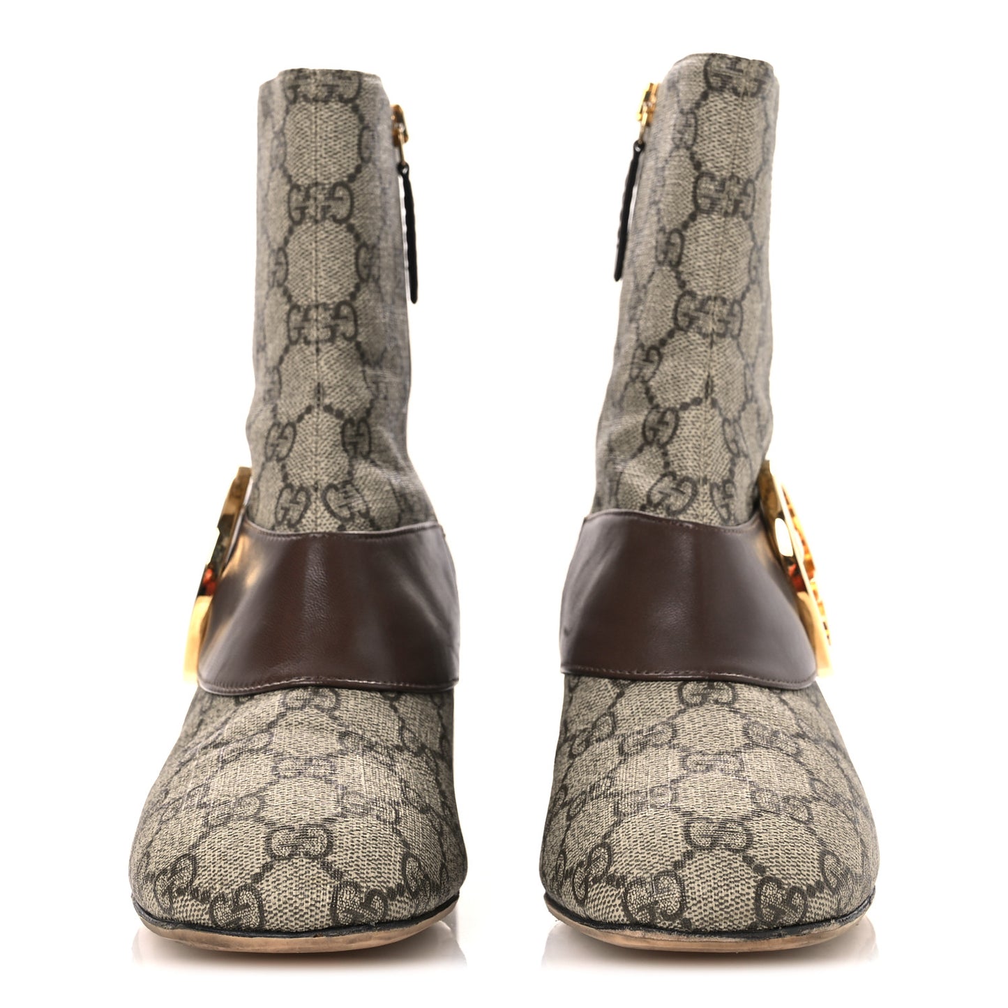 GG Supreme Monogram Malaga Kid Blondie 55mm Ankle Boots 38 Beige Ebony New Acero