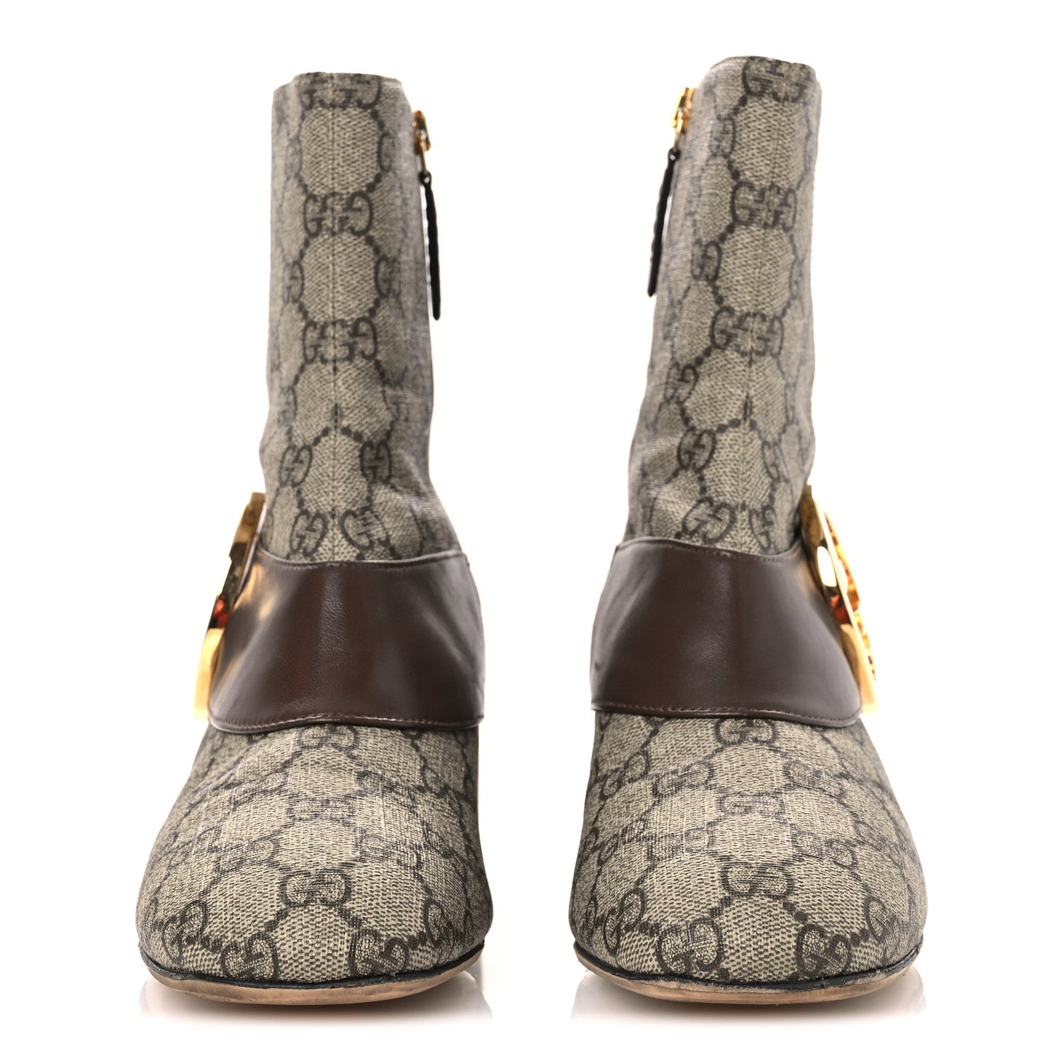 Gucci GG Supreme Monogram Malaga Kid Blondie 55mm Ankle Boots 38 Beige Ebony New Acero 3 of 14