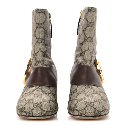 Gucci GG Supreme Monogram Malaga Kid Blondie 55mm Ankle Boots 38 Beige Ebony New Acero 3 of 14