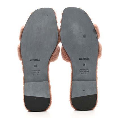 Hermes Woolskin Oran Sandals 38 Rose Aube 5 of 10