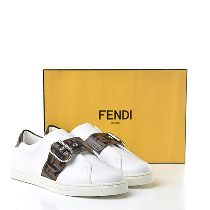 Fendi Vitello FF Embossed Womens Slip On Sneakers 40 Ultra White Maya Black 8 of 8