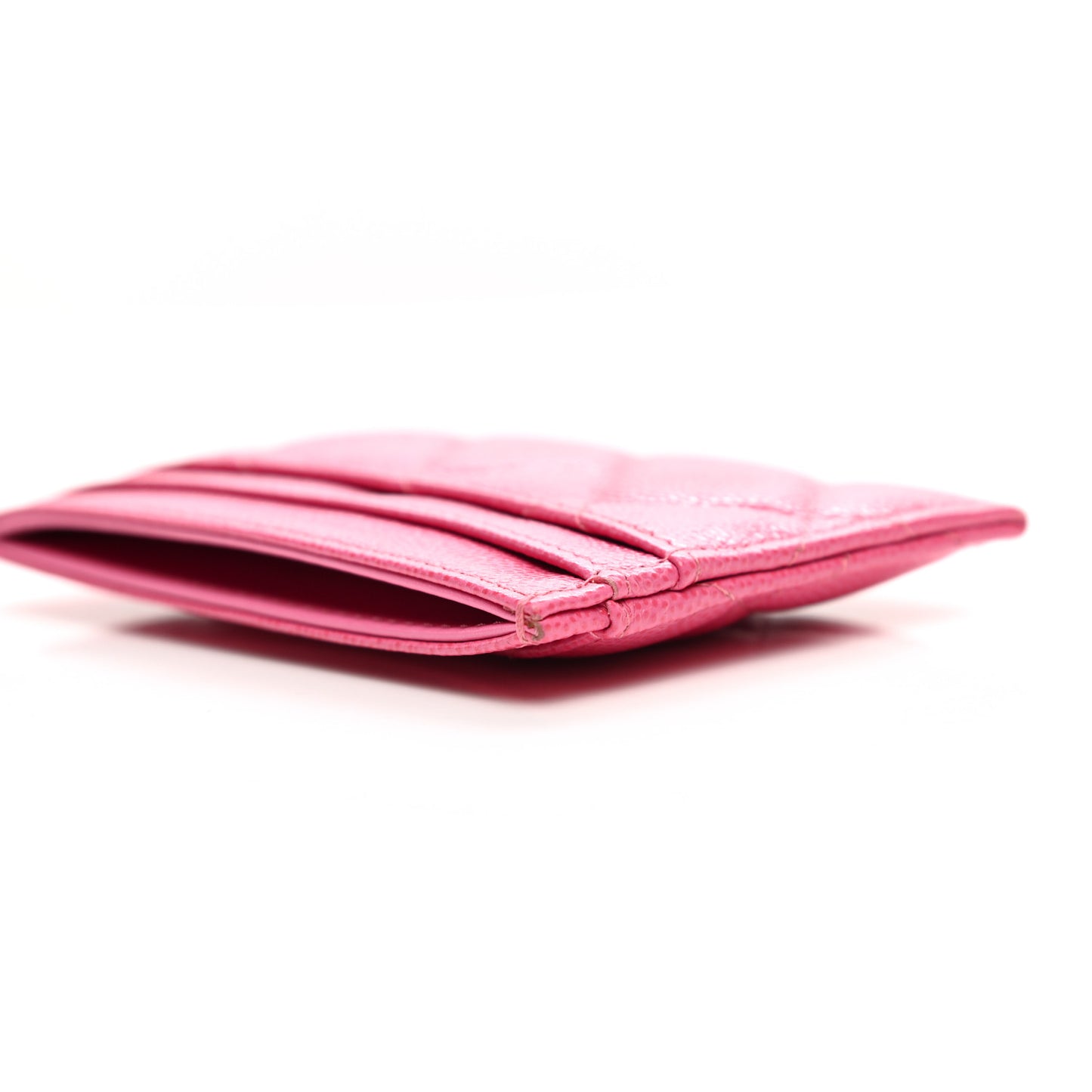 Caviar Quilted Card Holder Pink