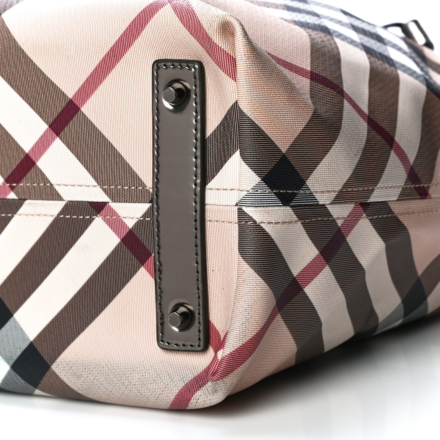 Metallic Calfskin Nova Check Small Nickie Tote Pewter