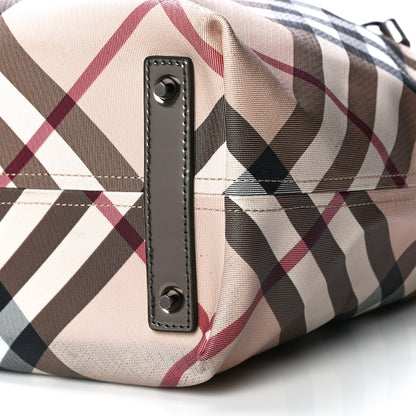 Burberry Metallic Calfskin Nova Check Small Nickie Tote Pewter 9 of 9