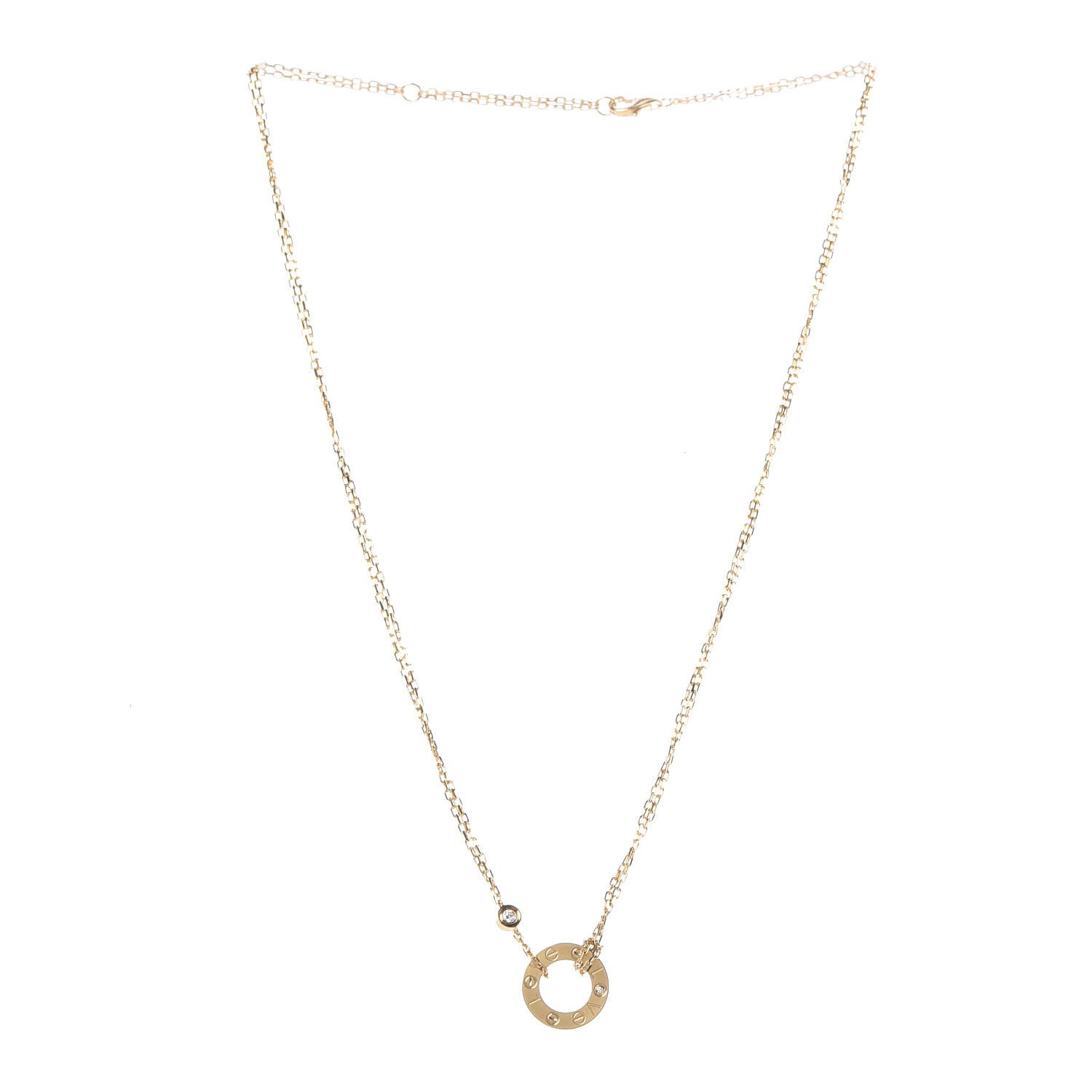 Cartier 18K Yellow Gold 2 Diamond LOVE Necklace 3 of 7